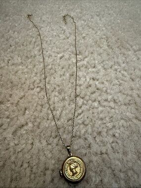 Gold Coin Locket Pendant Necklace for Women